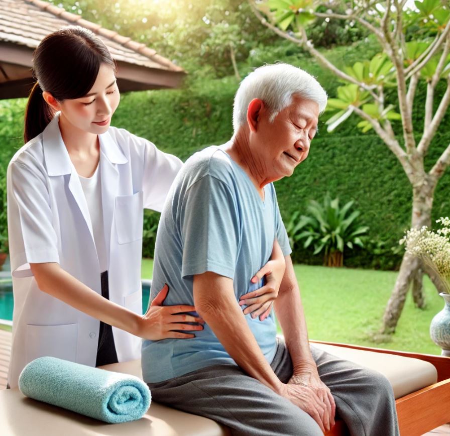 요양보호사가 어르신을 돌봐드리는 장면