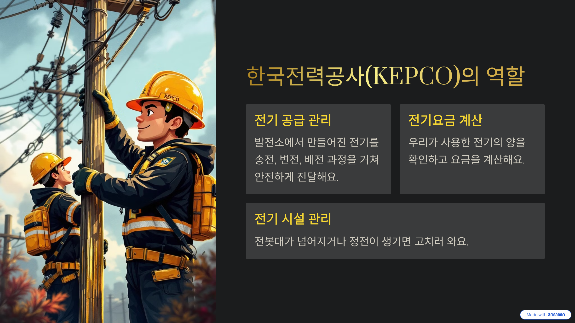 한국전력공사의 역할