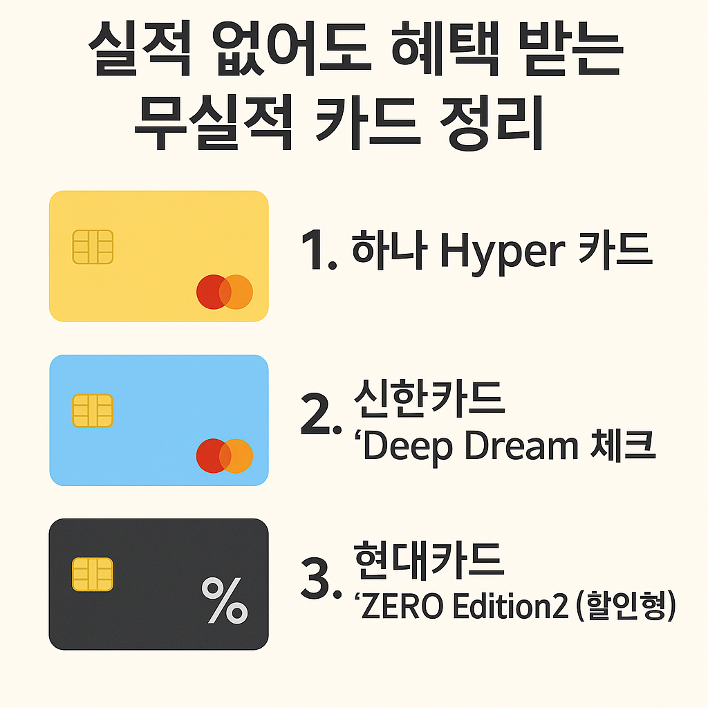 실적 없어도 혜택 받는 무실적 카드 관련 이미지 사진