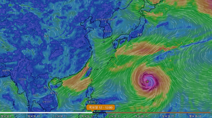 15호 태풍 볼라벤 예상경로