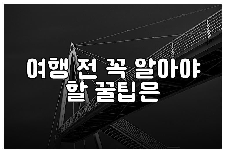 여행 전 꼭 알아야 할 꿀팁은