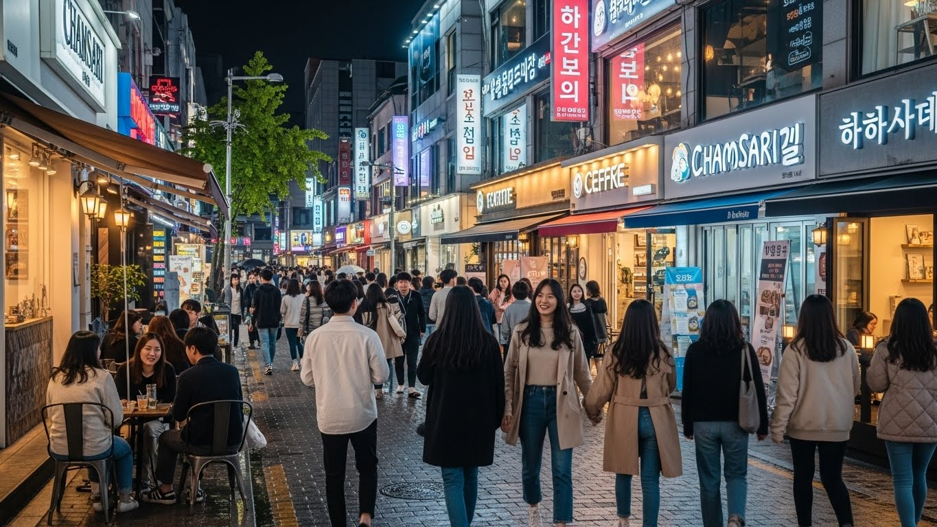 안암동 참살이길의 활기찬 저녁