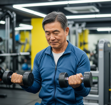 시니어가 근력 운동을 하는 모습