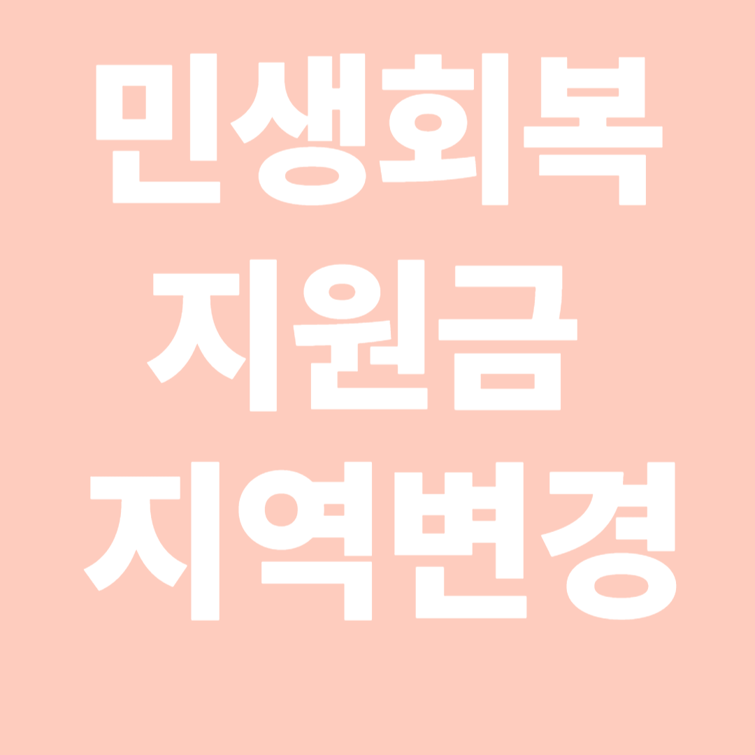 민생지원금 : 지역변경 가능여부