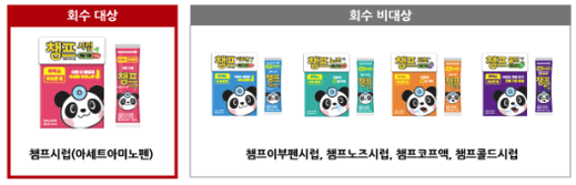 동아제약 챔프시럽(아세트아미노펜) 환불 접수 회수 대상 제품 여부 확인