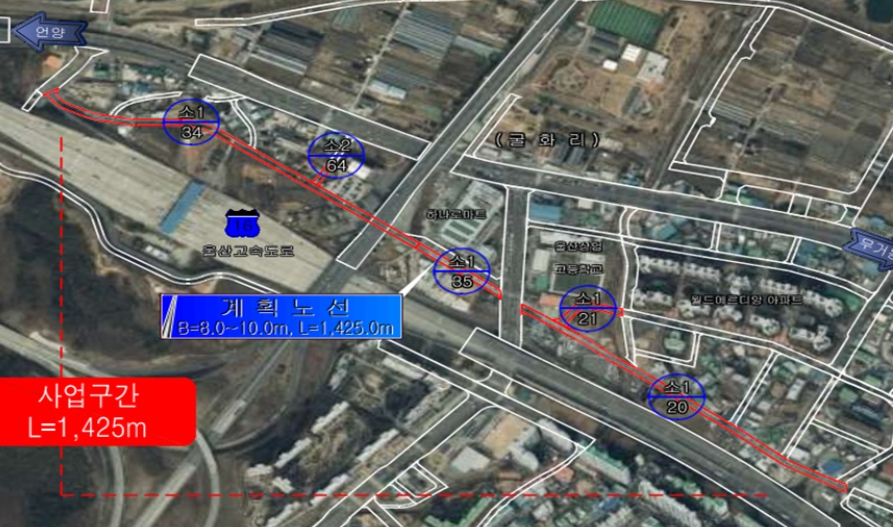 울주 범서 굴화 하나로마트 도시계획도로 12월 착공