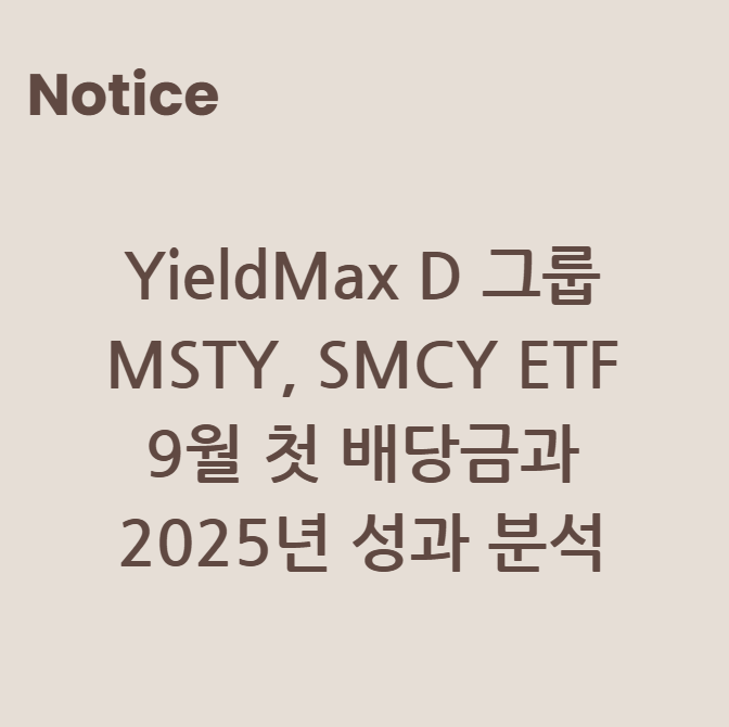 YieldMax D 그룹 MSTY, SMCY ETF: 9월 첫 배당금과 2025년 성과 분석