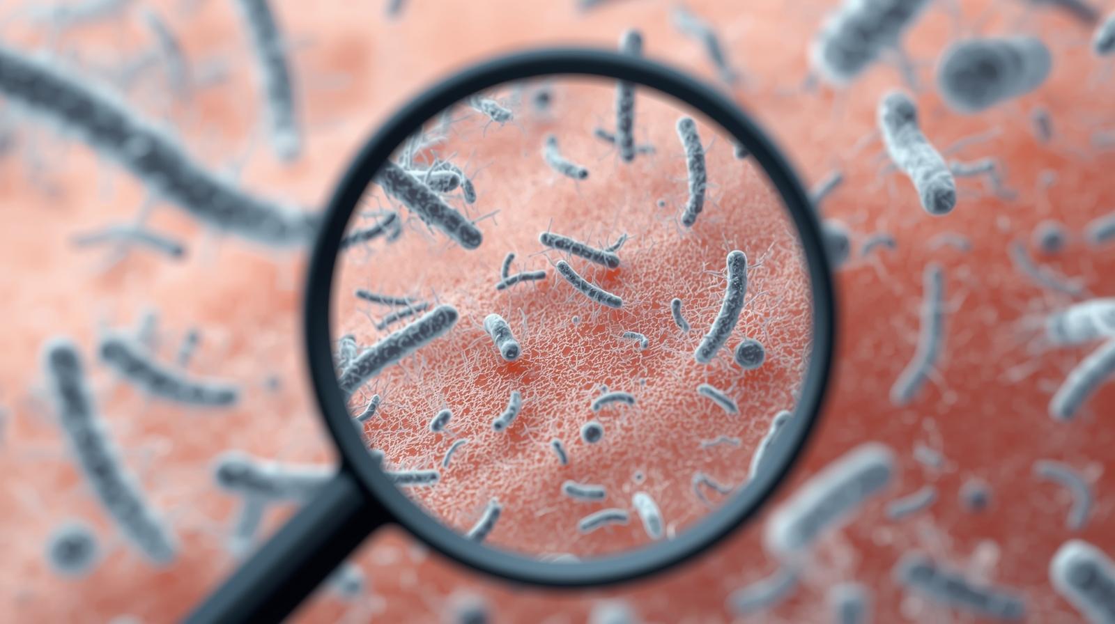 피부 표면 세균과 마이크로바이옴을 보여주는 일러스트