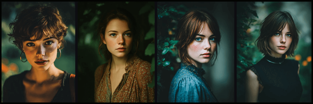 감성 변화 실험, tense 감정 표현의 여성 인물 초상 이미지_Midjourney