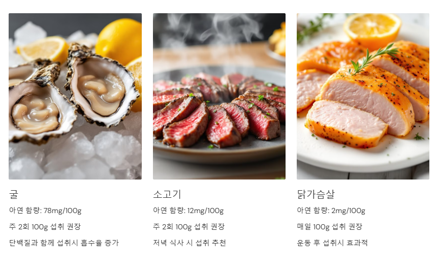 아연이 풍부한 음식의 효과