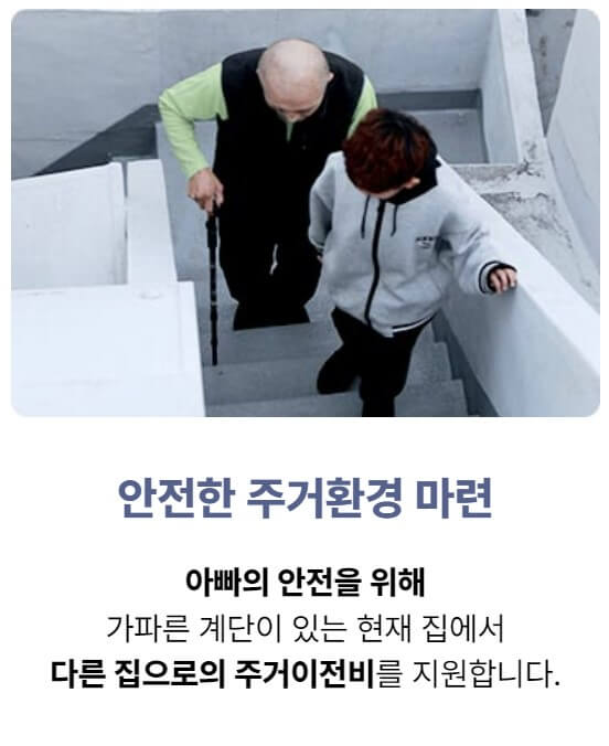 아빠를 부축해서 계단을 오르는 명호