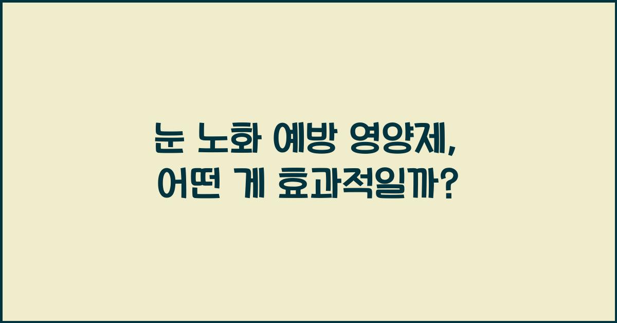 눈 노화 예방 영양제