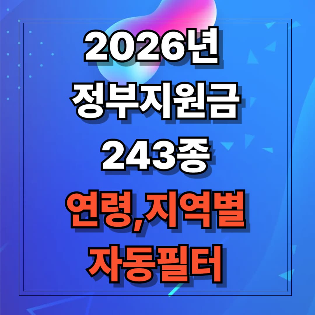 2026년 정부지원금 243종(연령,지역별 자동필터)
