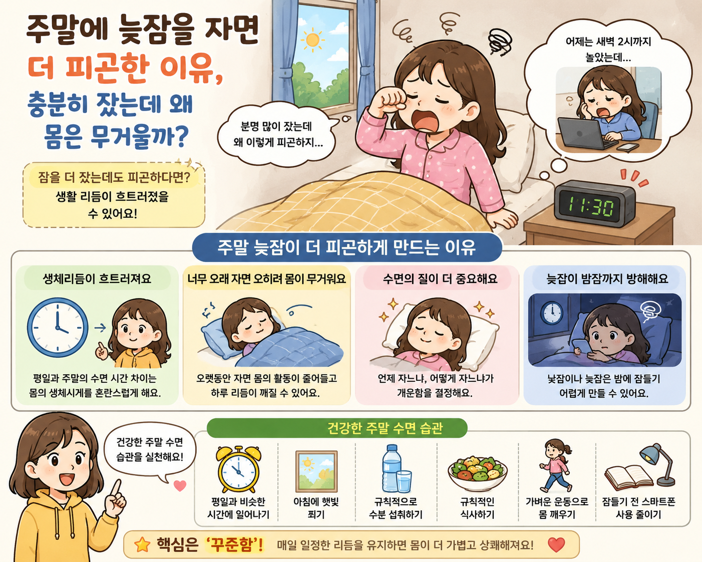 주말에 늦잠을 자면 더 피곤한 이유, 충분히 잤는데 왜 몸은 무거울까?