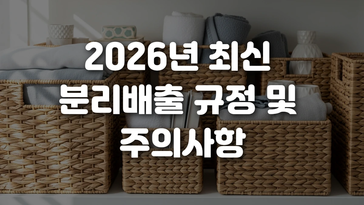 2026년 최신 분리배출 규정 및 주의사항