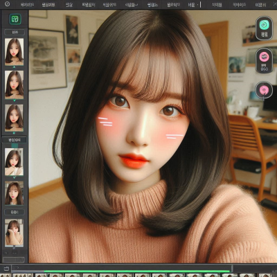 카메라를 바라보는 짙은 갈색 머리 여성, 소프트 필터 적용.