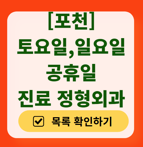 포천 일요일 문 여는 정형외과 목록 ❘ 토요일, 주말, 공휴일 진료 영업 병원 리스트