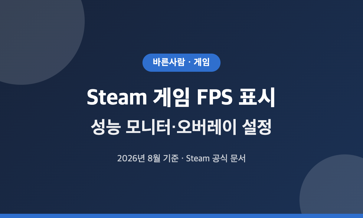 스팀 게임 FPS 표시를 위한 성능 모니터와 오버레이 설정 방법 대표 이미지