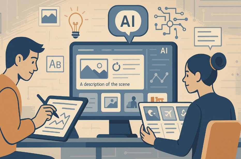 &quot;디자이너와 기획자를 위한 AI 기반 시각 스토리보드&quot; 묘사 이미지