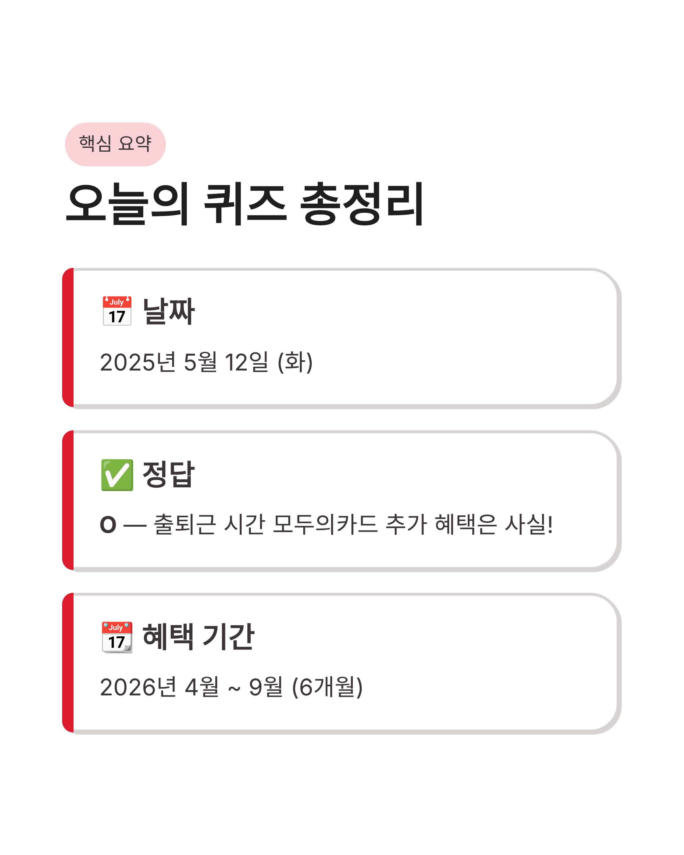 5월12일 카카오뱅크 OX퀴즈 정답 및 모두의카드 혜택 정보, 카드활용꿀팁,핵심요약