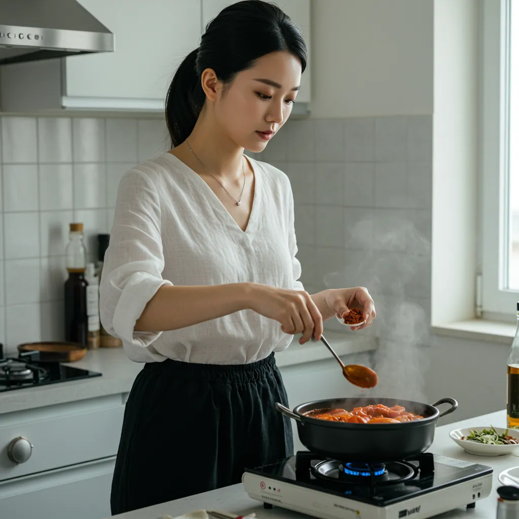 요리하는 여자 모습