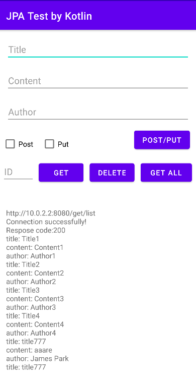 Result of Get All method