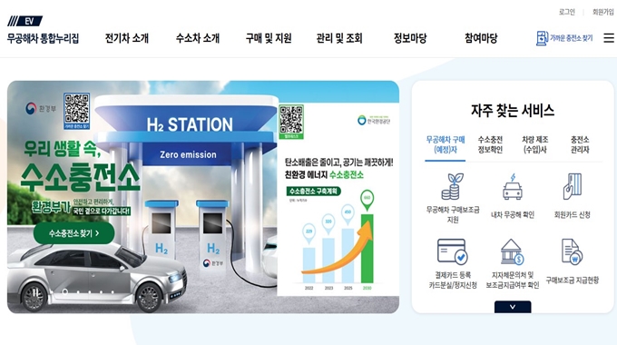 무공해차 통합누리집 웹사이트 이용안내