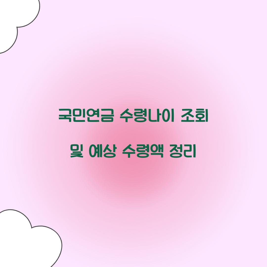 국민연금 수령나이 조회