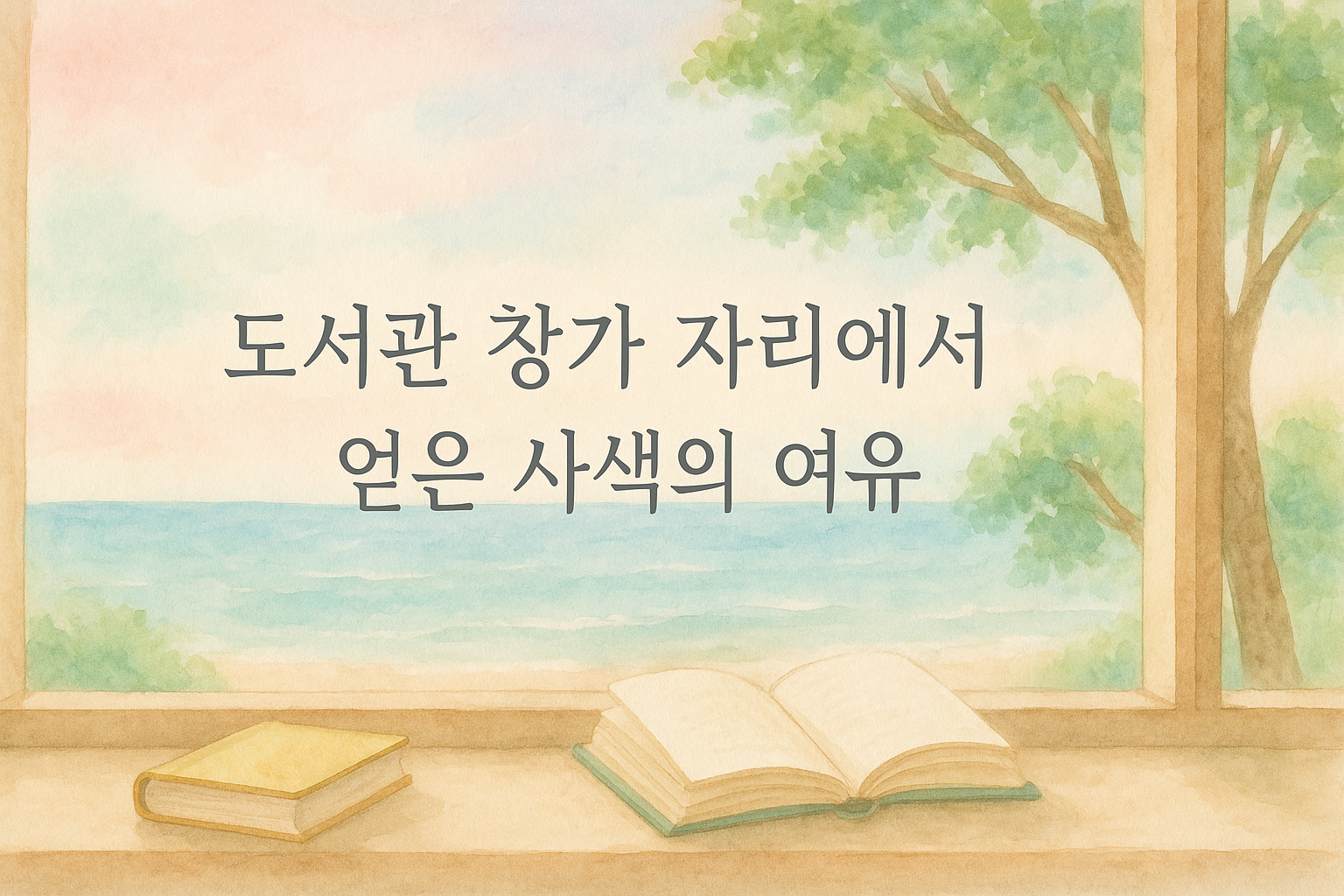 도서관 창가의 평화로운 순간