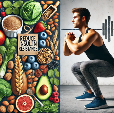 인슐린 저항성을 낮추는 자연 식품과 스쿼트 운동 사진