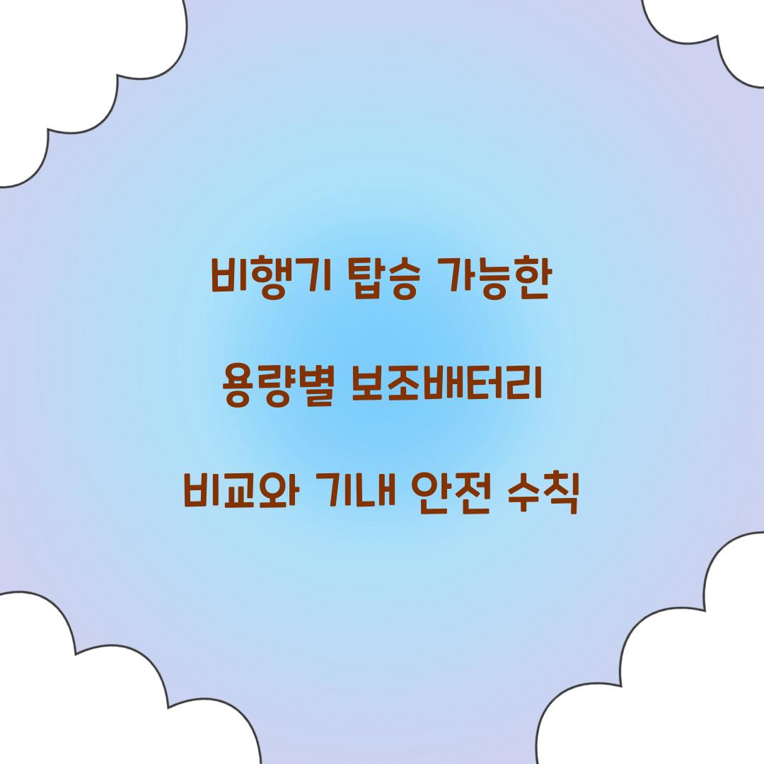비행기 탑승 가능한 용량별 보조배터리 비교