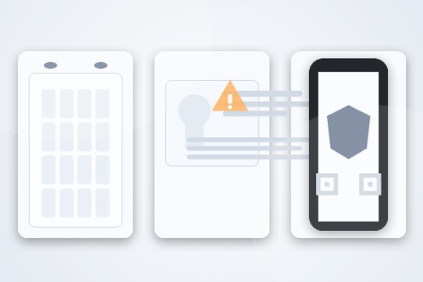 운전면허 갱신 예약(캘린더), 분실 재발급(ID 카드), 모바일 운전면허 등록(스마트폰)을 상징하는 3단 미니멀 일러스트