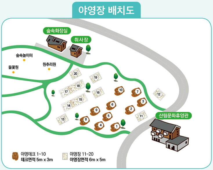 공주산림휴양림 야영장배치도