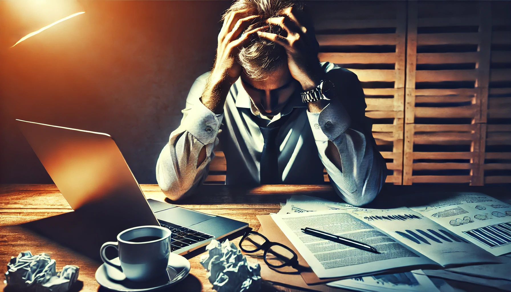 인간이 스트레스 받아 고통 받는 모습