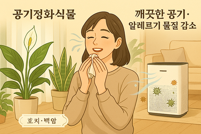 비염에 효과적인 공기정화식물 ,공기청정기 사진