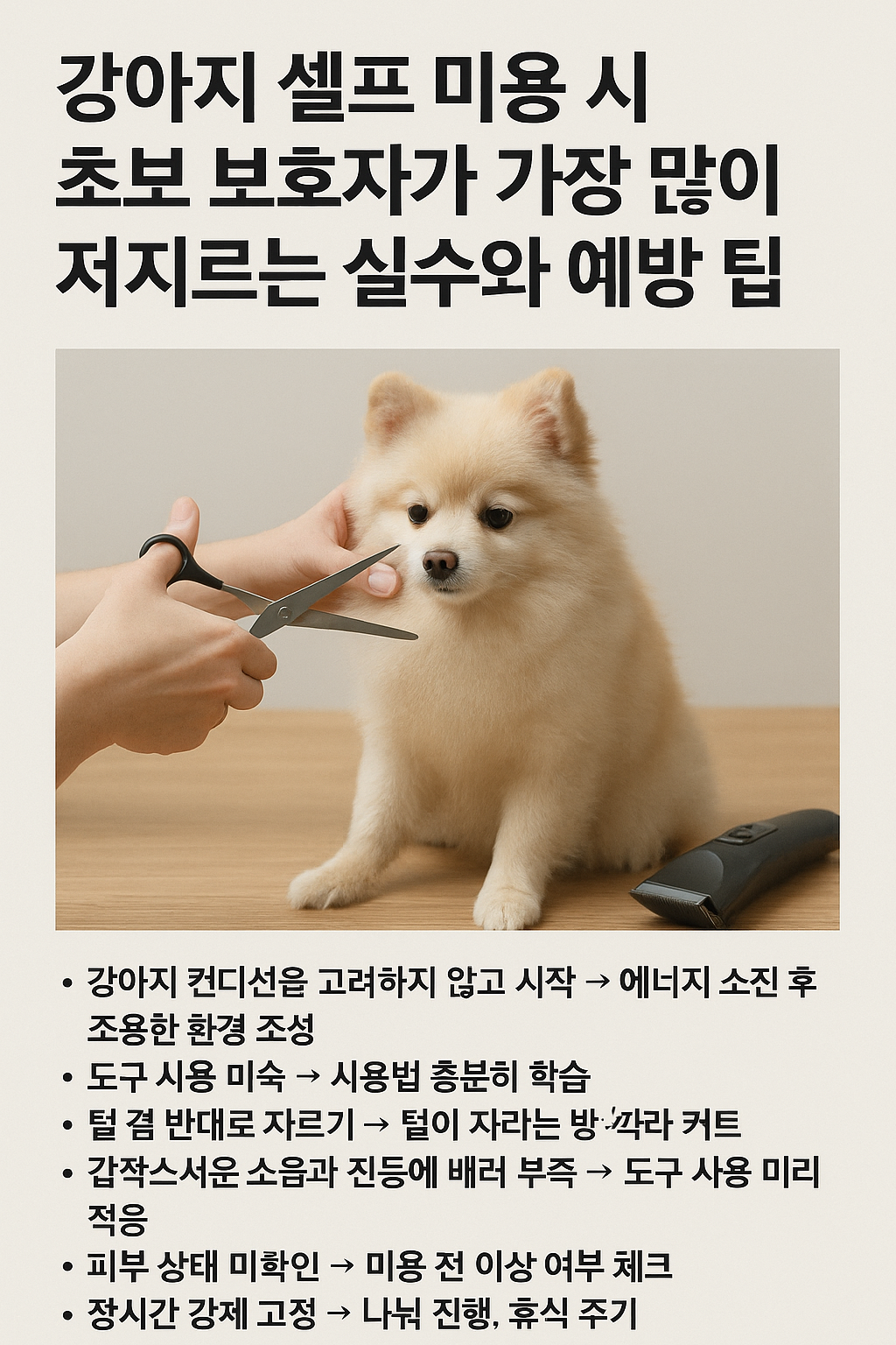 강아지 셀프 미용시 실수 예방팁