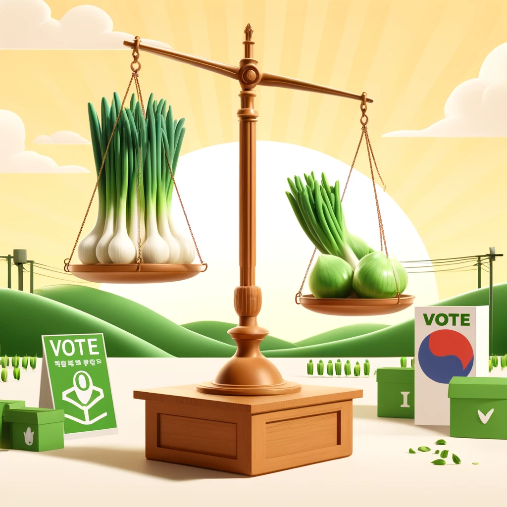 The image illustrating the concept of a new phase in Korean politics influenced by the green onion price