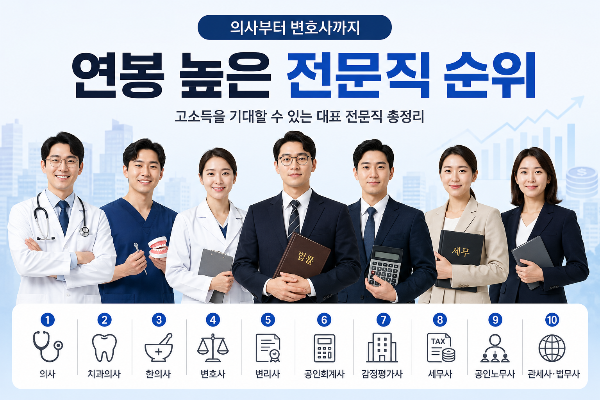 연봉 높은 전문직 순위, 의사부터 변호사까지 고소득 전문직