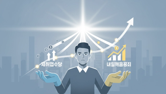 2025년 재취업수당과 내일채움공제를 통해 성공적인 재취업과 목돈 마련의 기회를 잡는 사람의 모습