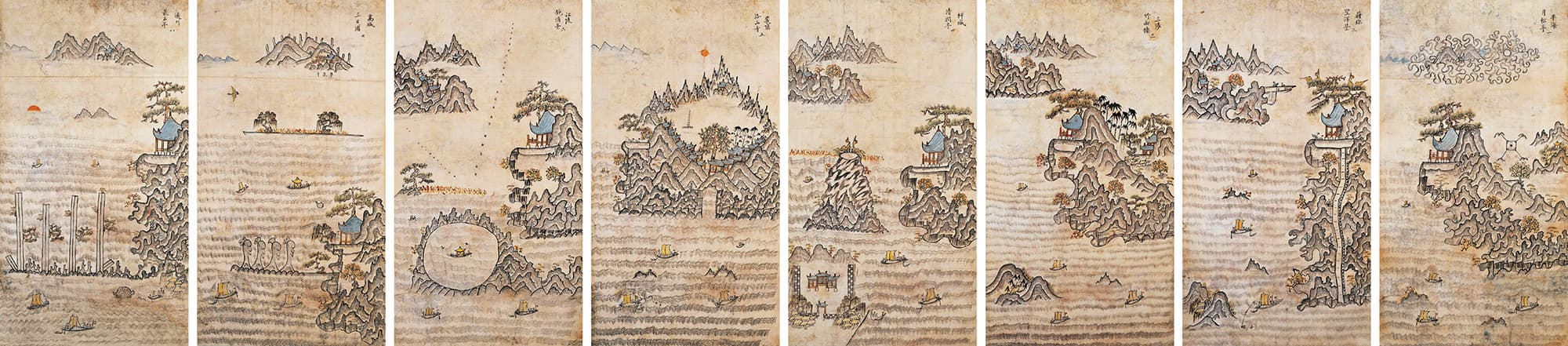 아모레퍼시픽미술관 ,《조선민화전(Beyond Joseon Minhwa)》, 관동팔경도 8폭병풍