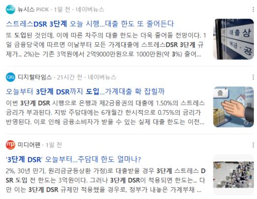 3단계 DSR 도입, 관련 뉴스 기사들