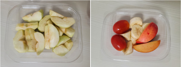 아오리사과, 방울토마토, 바나나, 복숭아