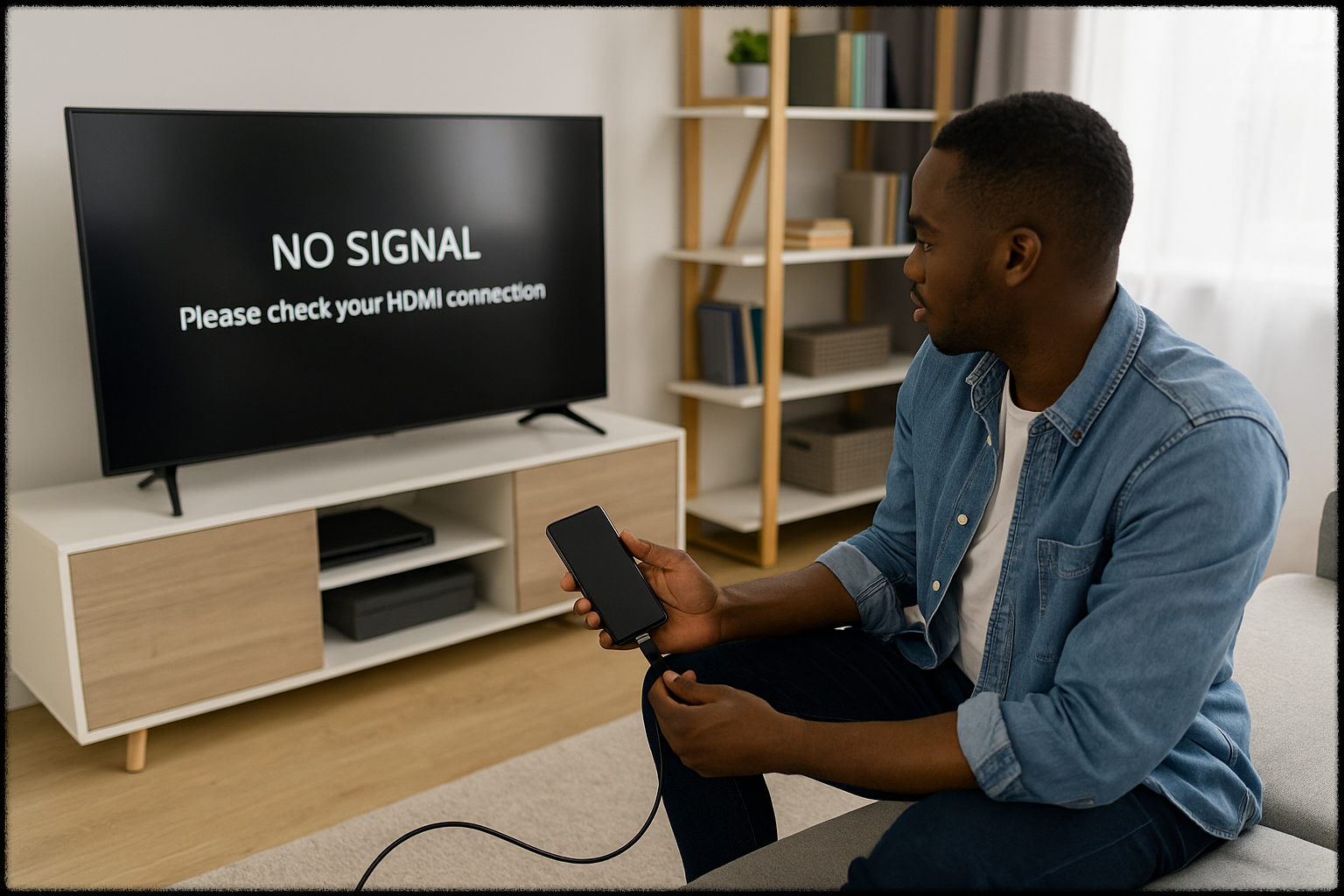 스마트폰과 TV HDMI 연결 오류 상황