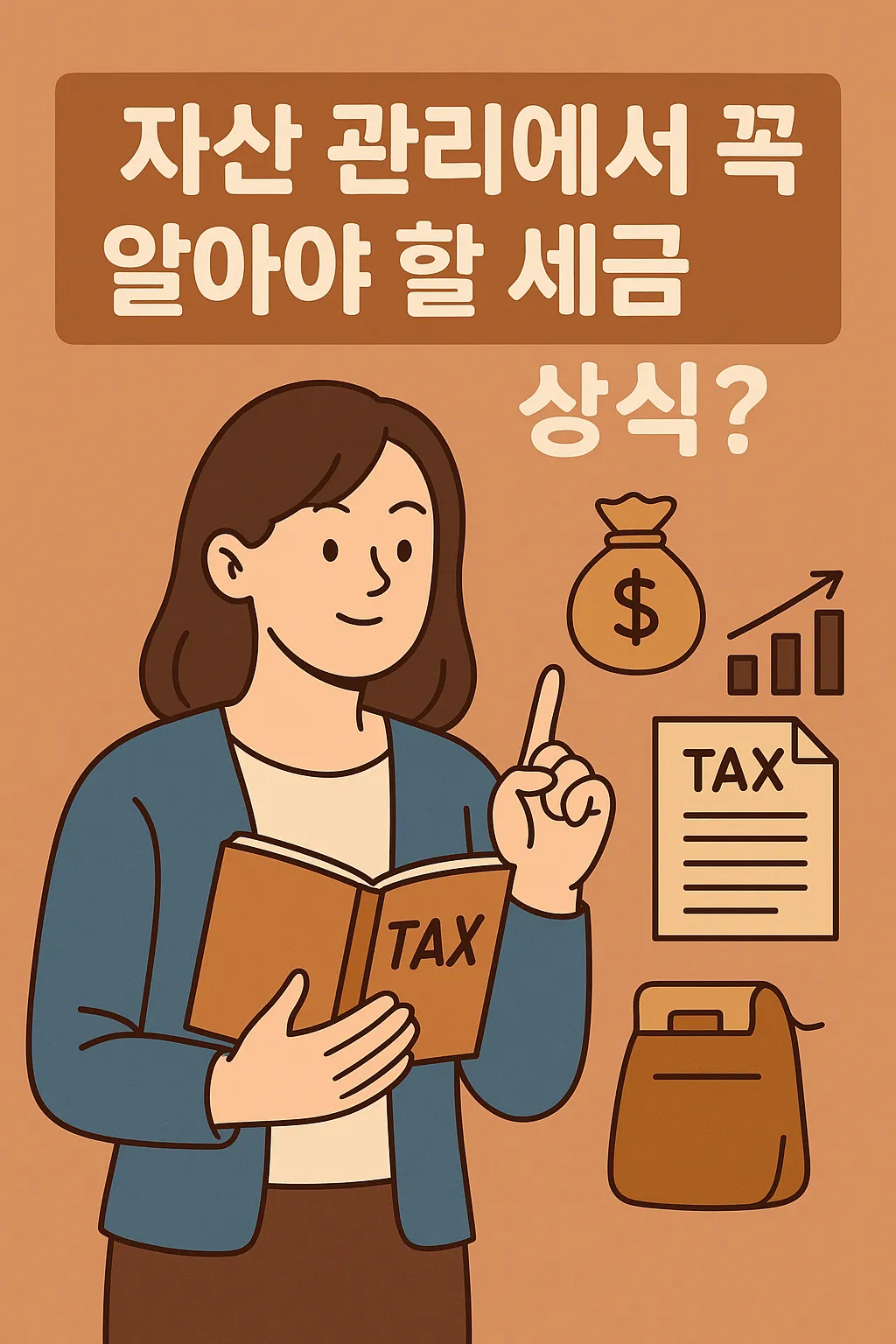 자산-관리에-중요한-세금-상식을-공부하는-여성의-일러스트-이미지