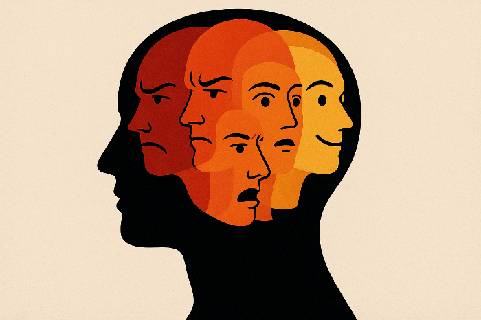 여러 감정이 동시에 존재하는 인물 일러스트