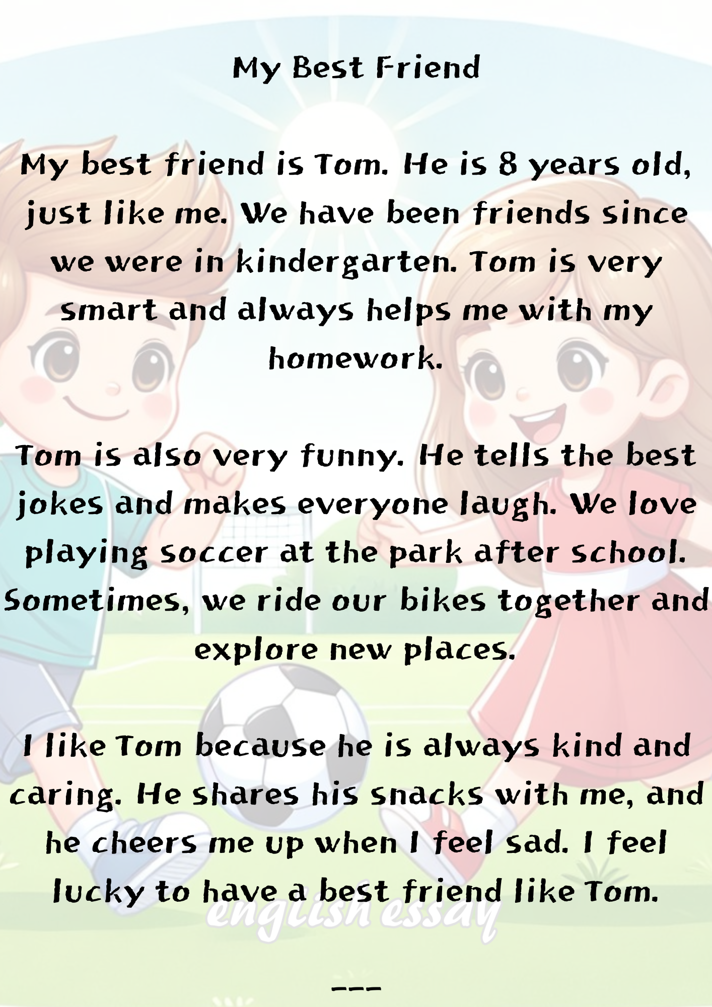 Example English Essay: &quot;My Best Friend&quot; - 예시 영어 에세이: &quot;내 가장 친한 친구&quot;