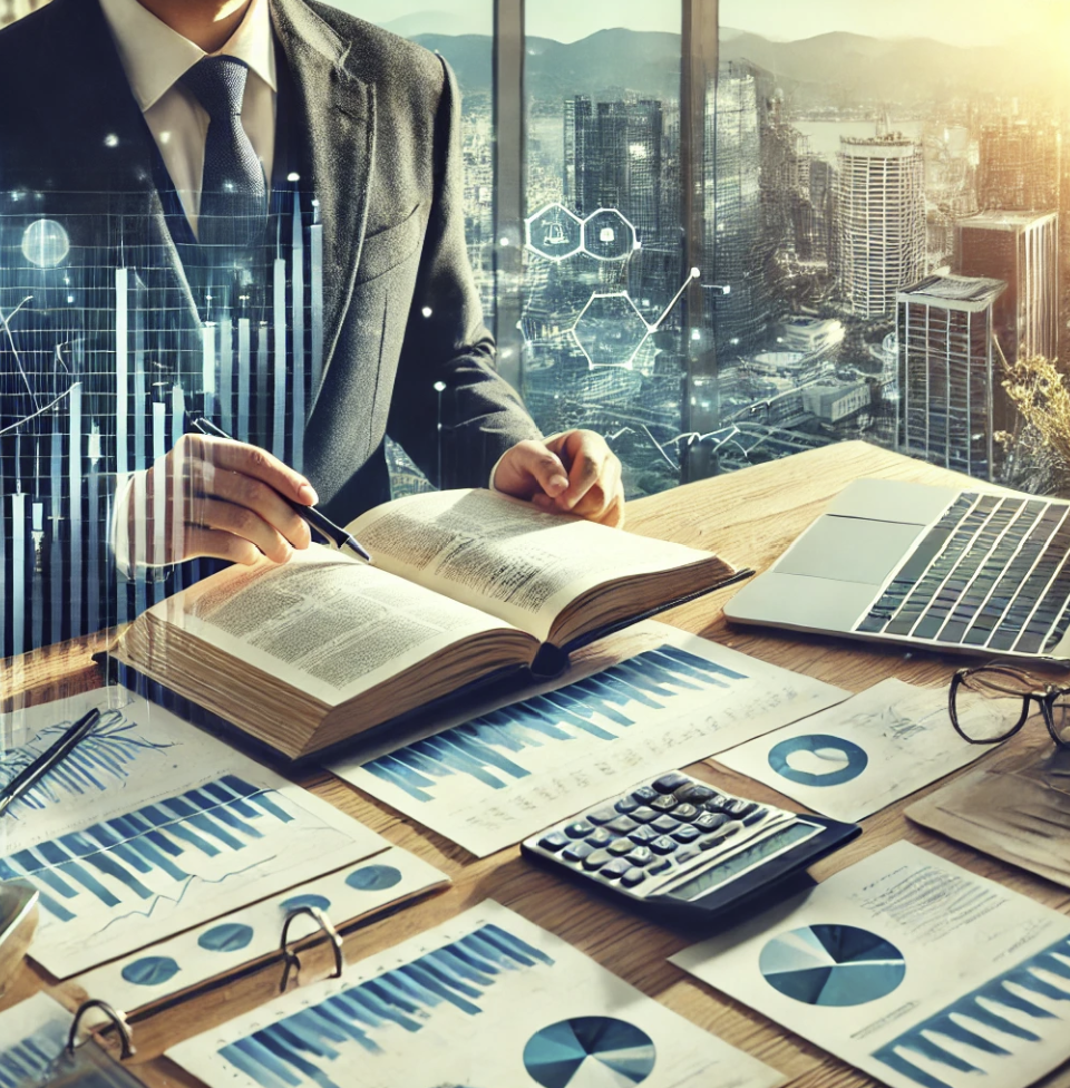 재정 관련 책을 읽는 전문가의 모습