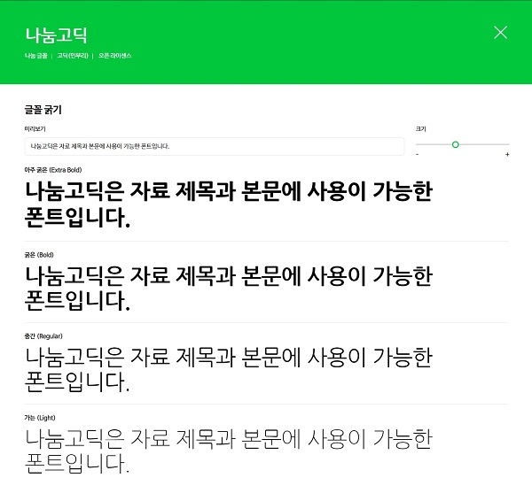 네이버 나눔고딕체