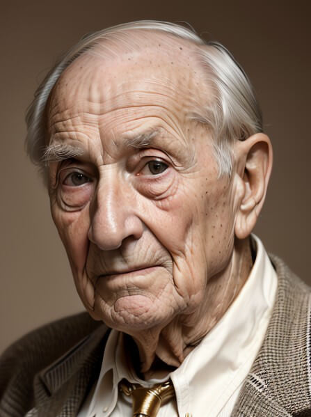 정면을 응시하고 있는 할아버지