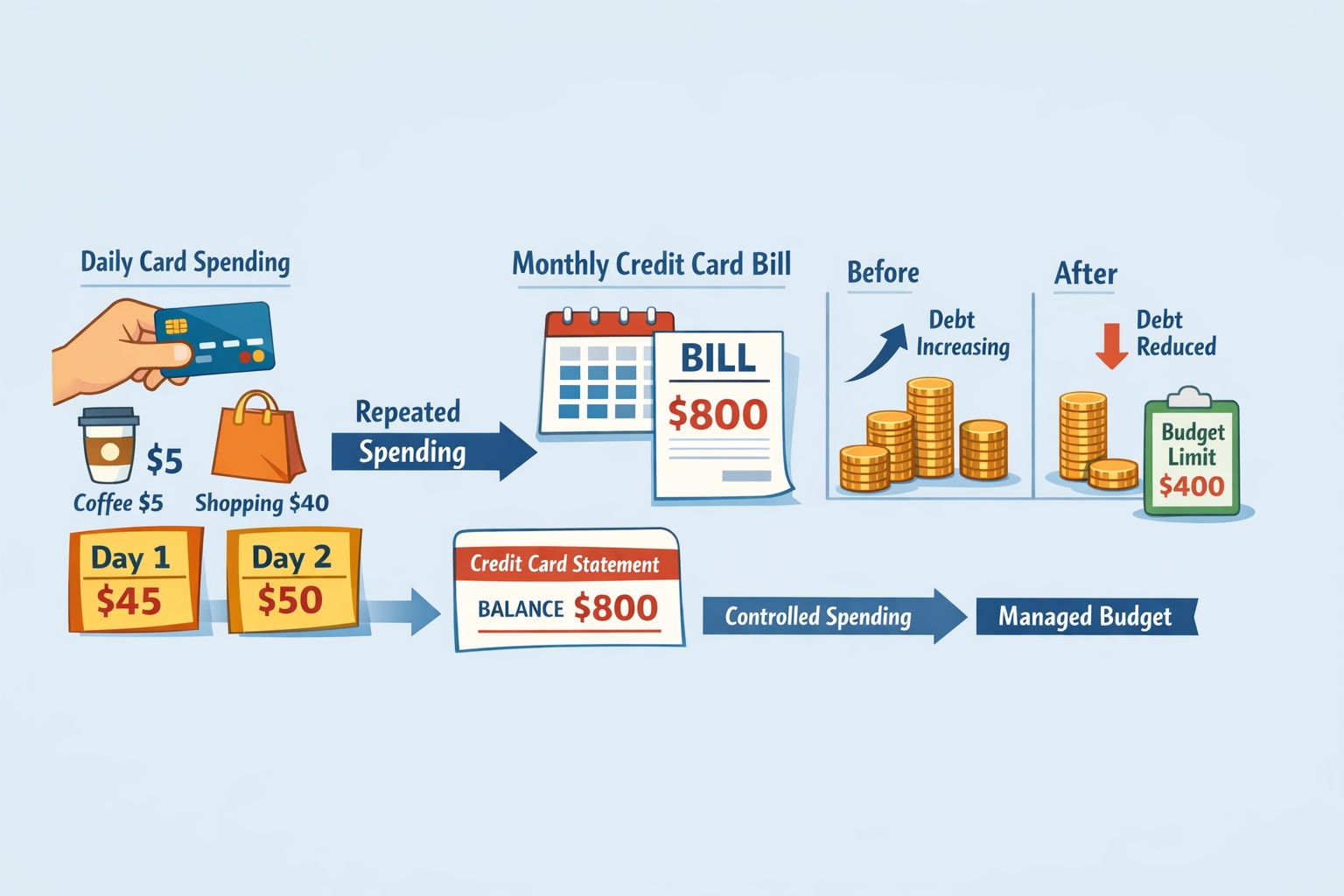 신용카드 소비 증가와 관리 개념 이미지